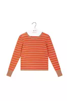 Pumpkin orange and camel striped cashmere sweater  image