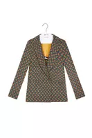 Fir green geometric dash jersey jacquard blazer  image