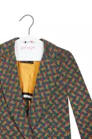 Fir green geometric dash jersey jacquard blazer  image