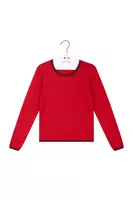 Maglione a righe fini rosso e vinaccia image