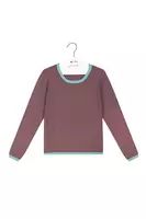 Maglione a righe fini color acqua e vino image