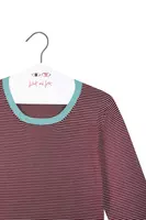 Maglione a righe fini color acqua e vino image