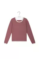 Maglione a righe fini color tortora e vino image