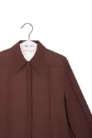 Chocolate brown tie neck silk shirt   image