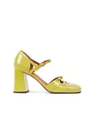 Sulphur yellow patent leather pumps  image