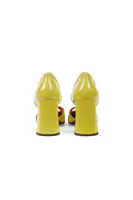 Sulphur yellow patent leather pumps  image