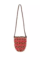 Caramel and red triangular knit bucket bag  image