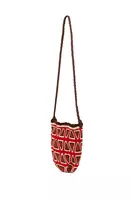 Caramel and red triangular knit bucket bag  image