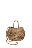 Metallic antique gold woven leather bag  image