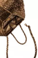 Metallic antique gold woven leather bag  image