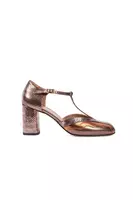 Pewter snakeskin printed leather pumps  image