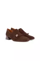 Chocolate brown corduroy suede loafers  image