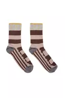 Grey and chocolate brown stripe ribbed socks  image