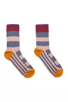 Rose and dusty blue stripe ribbed socks  image