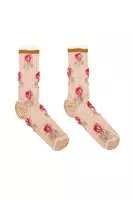 Camel and rose floral striped socks image