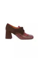 Corduroy suede and geometric printed leather heeled brogues  image