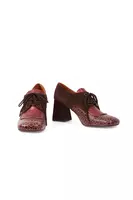 Corduroy suede and geometric printed leather heeled brogues  image