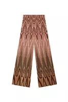 Metallic Wine degradé geometric jacquard knit trousers  image