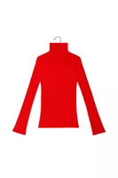 Maglione dolcevita a coste rosso fuoco image