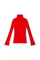 Maglione dolcevita a coste rosso fuoco image