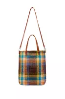 Turquoise and caramel brown textured tote bag  image