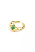 Green Double Band Teardrop Ring  image