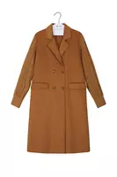 Camel coat with cable knit sleeves  image