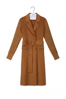 Camel coat with cable knit sleeves  image