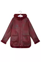 Wine reversable faux shearling coat  image