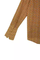 Saffron yellow leaf pattern printed shirt  image