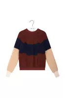 Maglione a maglia aperta marrone cioccolato e blu navy image