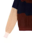 Chocolate brown and navy blue open knit sweater  image