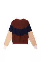 Maglione a maglia aperta marrone cioccolato e blu navy image