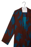 Petrol and aubergine floral silhouette print overcoat  image