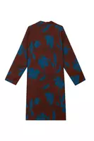 Petrol and aubergine floral silhouette print overcoat  image