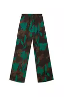 Emerald green and black floral silhouette print trousers  image