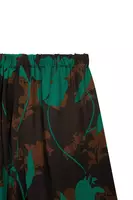 Emerald green and black floral silhouette print trousers  image