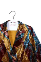 Mustard and brick dash printed velvet blazer  image