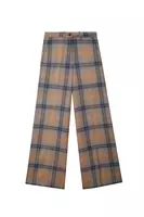 Camel and smoke plaid palazzo trousers  image