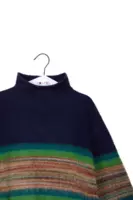 Midnight blue and rainbow striped turtleneck  image