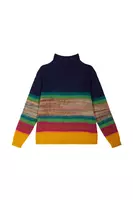 Midnight blue and rainbow striped turtleneck  image