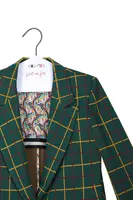 Blazer in jersey jacquard a quadri verde bottiglia image