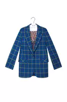 Blazer in jersey jacquard a quadri blu reale image