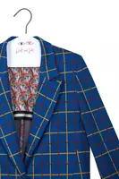 Blazer in jersey jacquard a quadri blu reale image