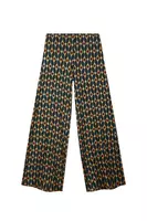 Mustard and fir green geometric jersey jacquard trousers   image