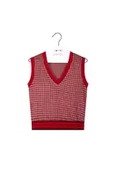 Lipstick red and dove grey diamond jersey jacquard gilet  image