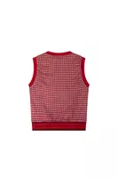 Lipstick red and dove grey diamond jersey jacquard gilet  image