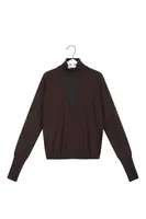 Dark chocolate brown turtleneck with transparent v image