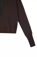 Dark chocolate brown turtleneck with transparent v image