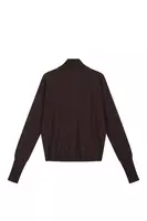 Dark chocolate brown turtleneck with transparent v image